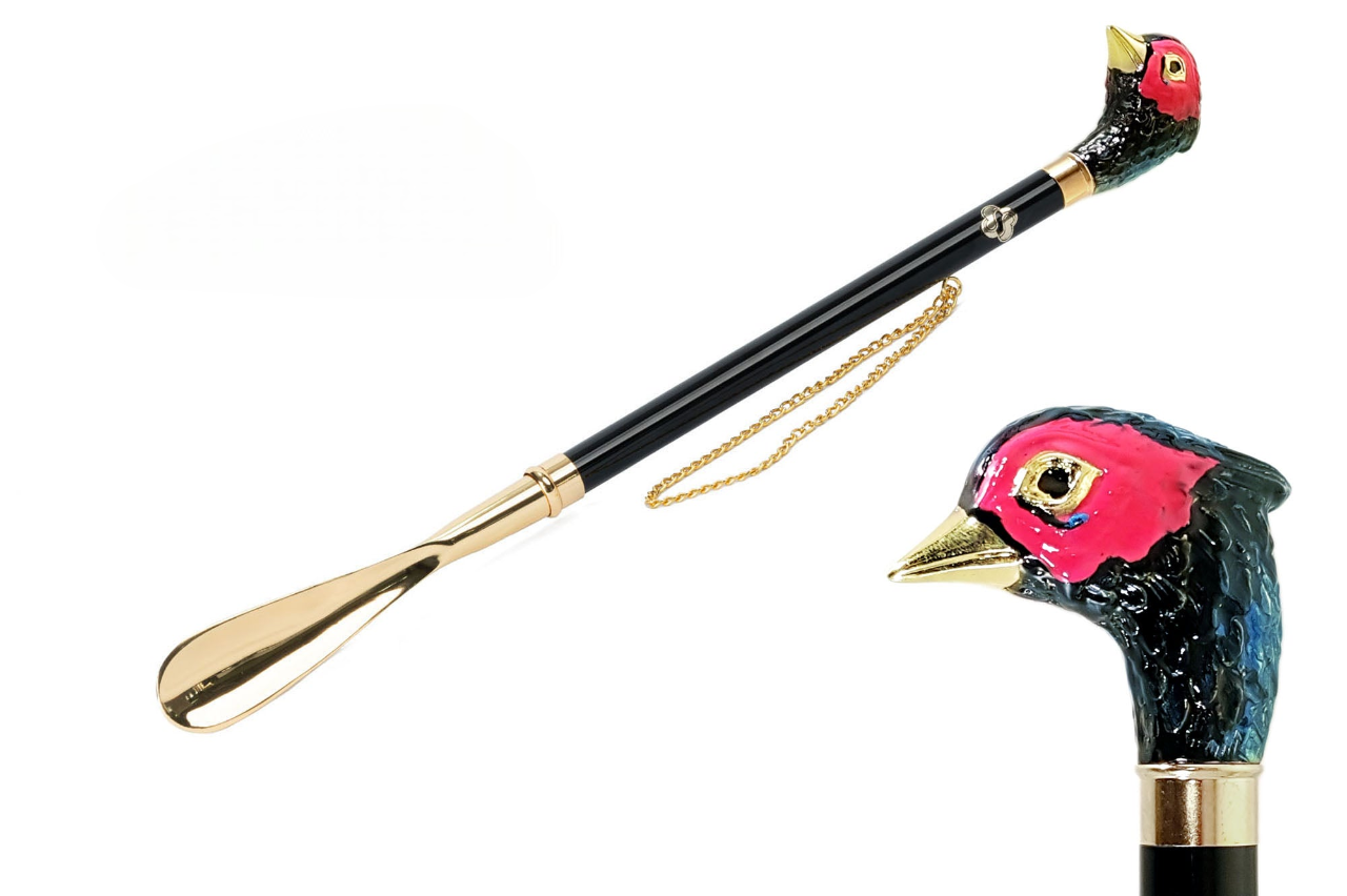 Pheasant Hand-Painted 24K Gold-Plated Pheasant Shoehorn