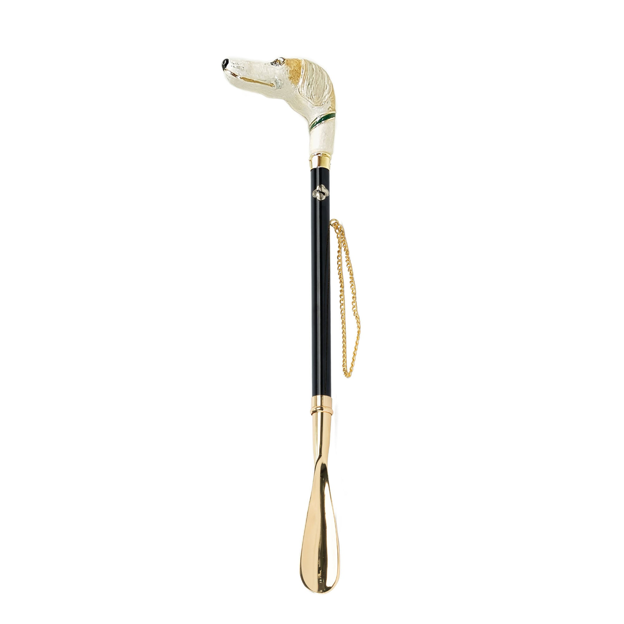 Designer 24K Gold-Plated Shoehorn with Enamel Greyhound Handle