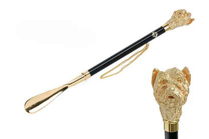 24K Gold-Plated Shoehorn with Hand-Painted Poodle Handle
