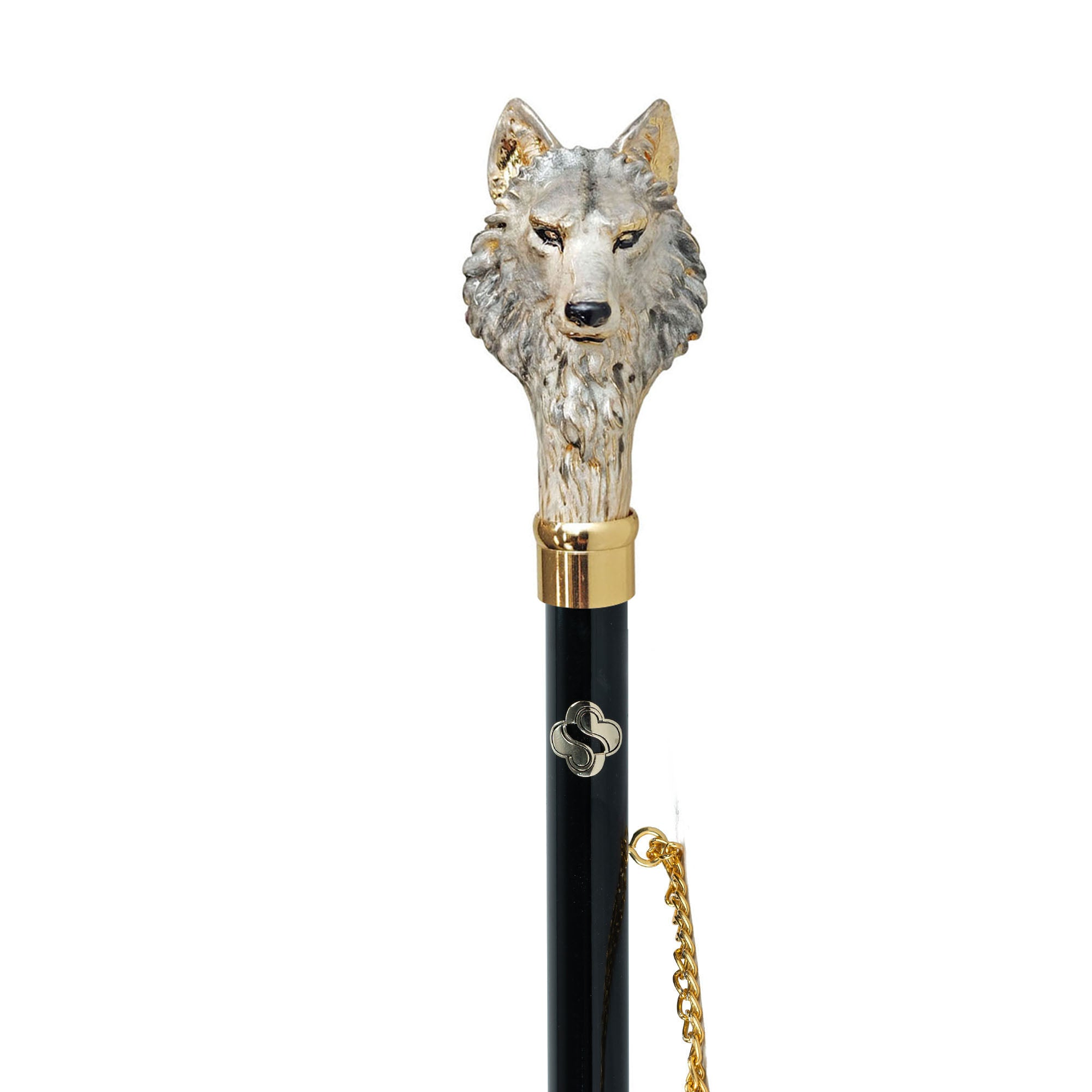 Luxury 24K Gold-Plated Shoehorn with Hand-Painted Wolf Handle