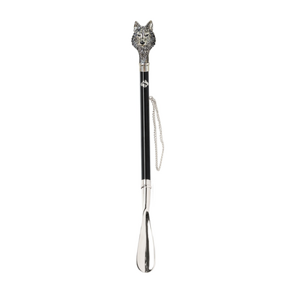 Exclusive Hand-Enameled Wolf Shoehorn – 925 Silver-Plated