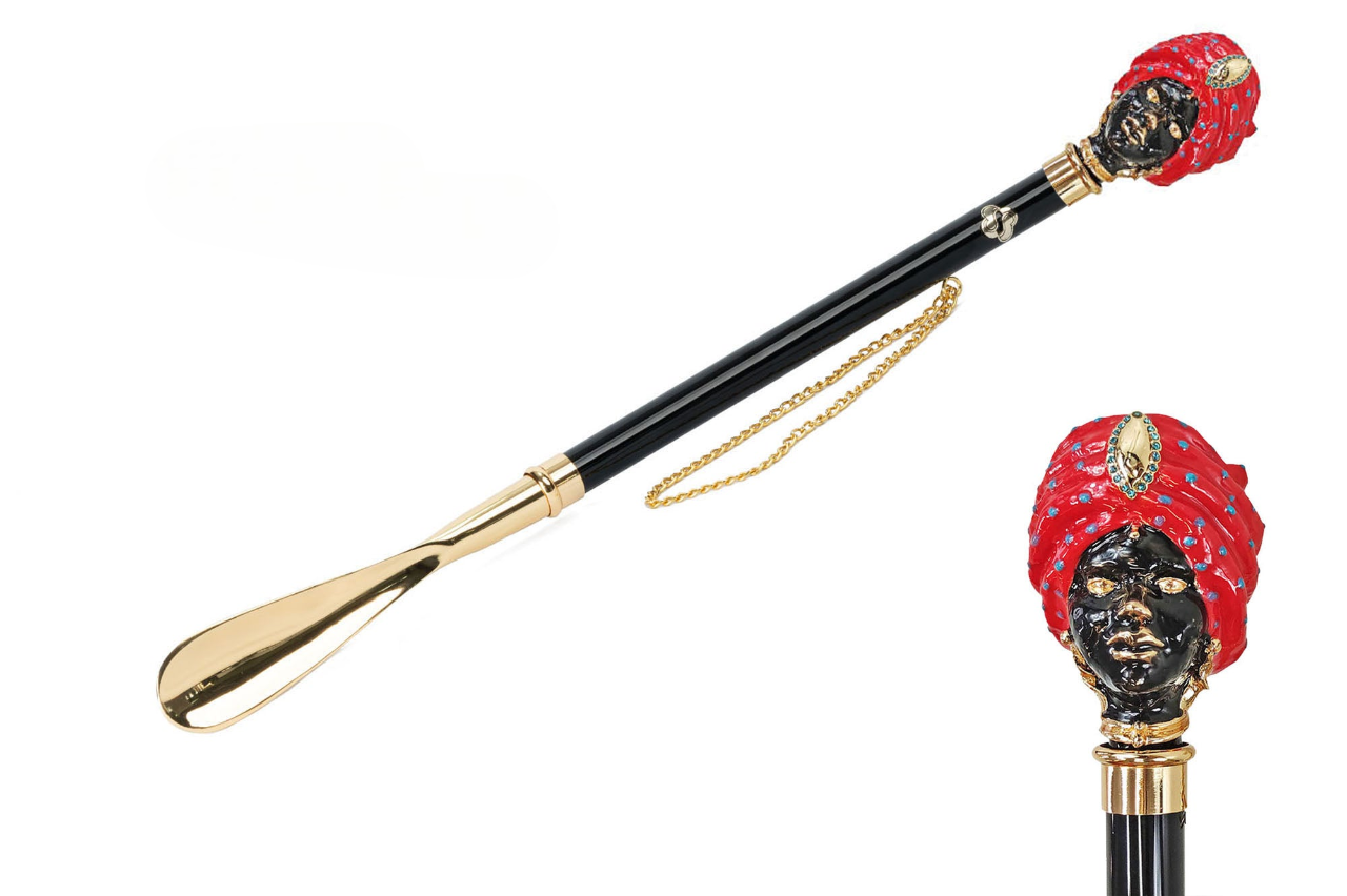 Colorful Shoehorn with Woman Handle – 24K Gold-Plated Luxury Accessory