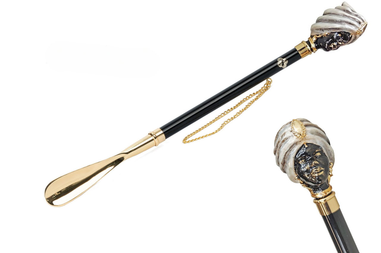 Designer Shoehorn with Gold-Plated Woman Handle