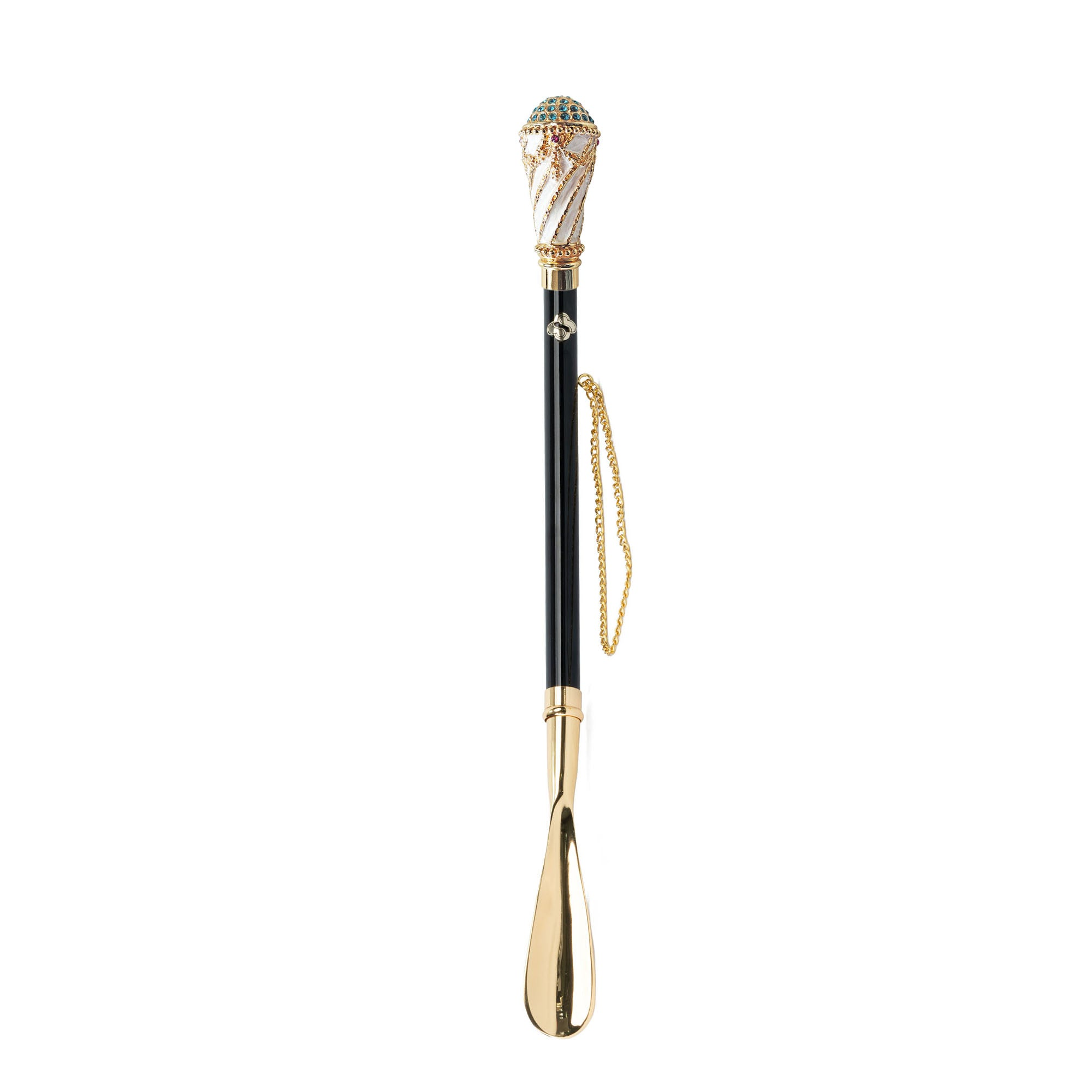 Luxury 24K Gold-Plated Shoehorn with Enamel Handle and Crystal Accents