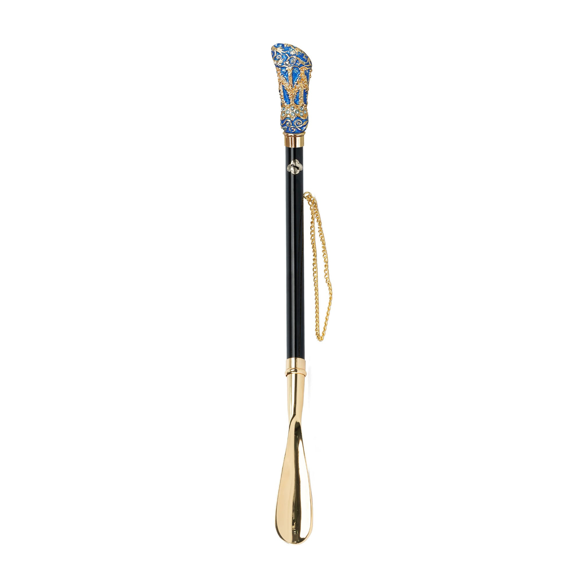 Elegant 24K Gold-Plated Shoehorn with Hand-Painted Crystal Handle