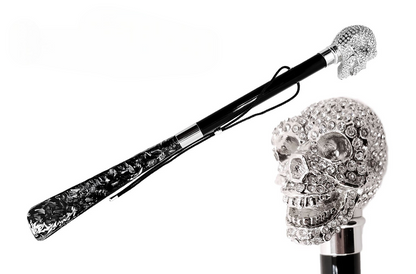 Luxury Italian Silver Skull Shoehorn Encrusted with Swarovski Crystals