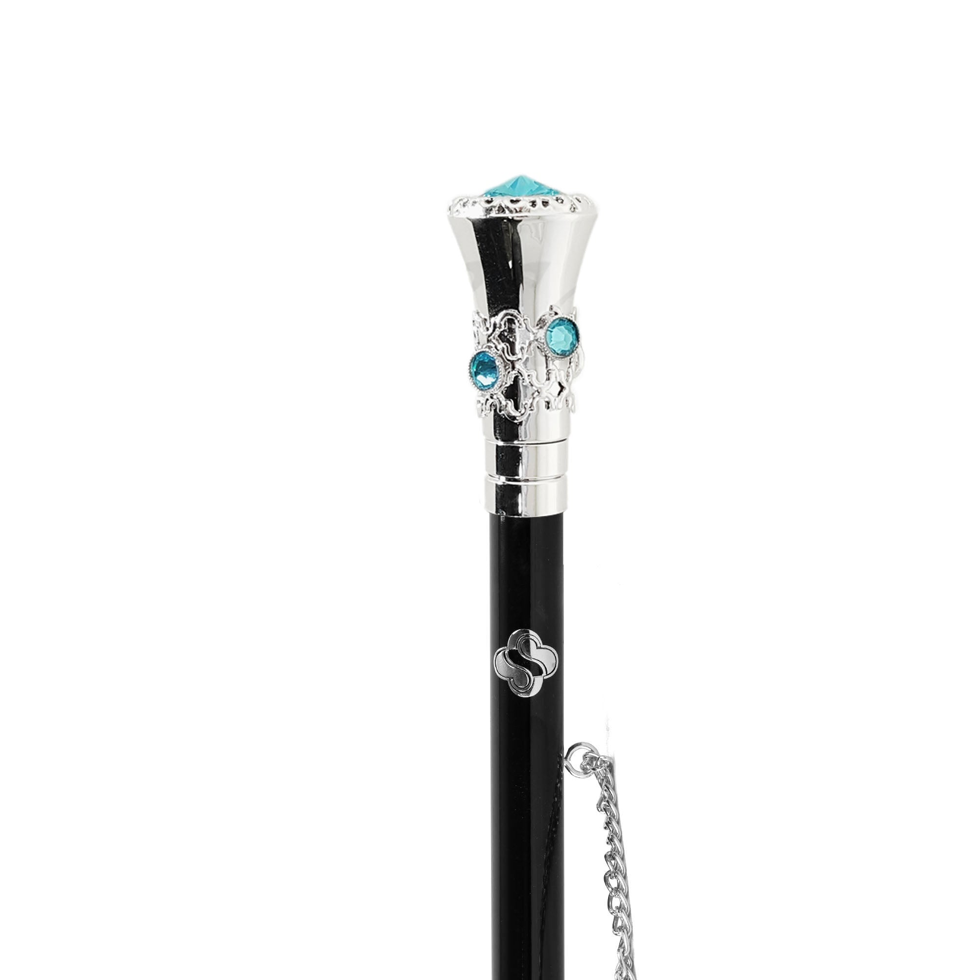 Luxury Designer Ornate Shoehorn with Aquamarine Crystals