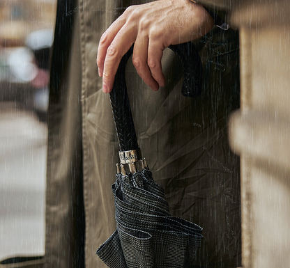 Milford Umbrella with Braided Leather Handle – Handmade in Italy