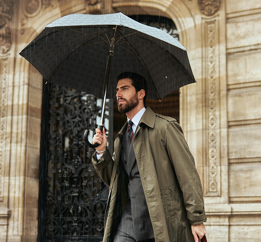 Milford Umbrella with Braided Leather Handle – Handmade in Italy