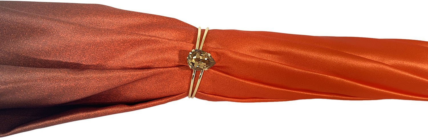 Handmade Beautiful Double Canopy Umbrella in Luxurious Orange Satin