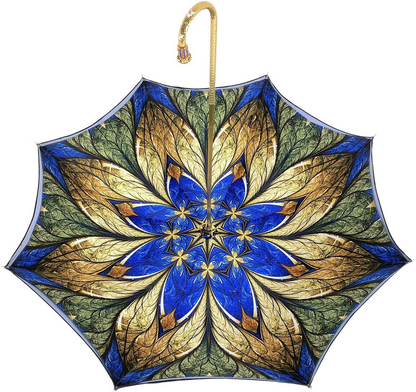 Luxurious Blue Umbrella – Double Cloth with Abstract Design