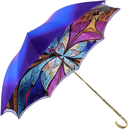 Fantastic Double Canopy Gold-Plated Handle Luxury Purple Umbrella