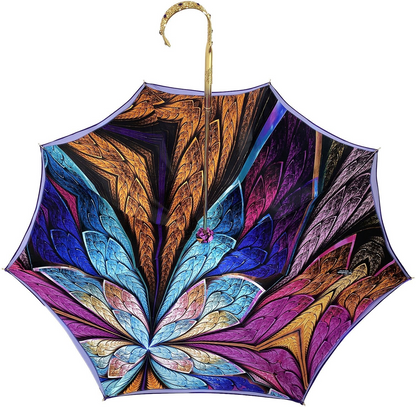 Fantastic Double Canopy Gold-Plated Handle Luxury Purple Umbrella
