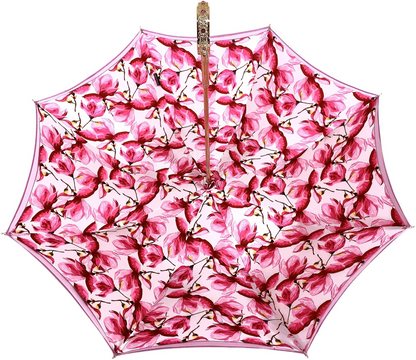 Fuchsia and Pink Double Canopy Umbrella with Floral Interior Design