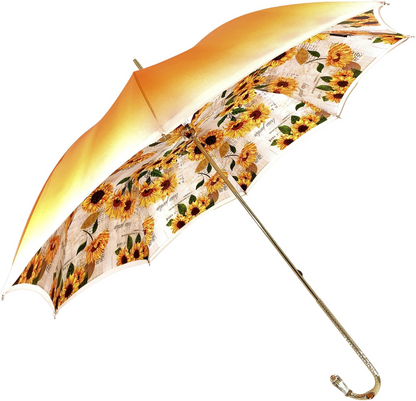 Sunflower Elegance – Double Canopy Umbrella with 24K Gold Details