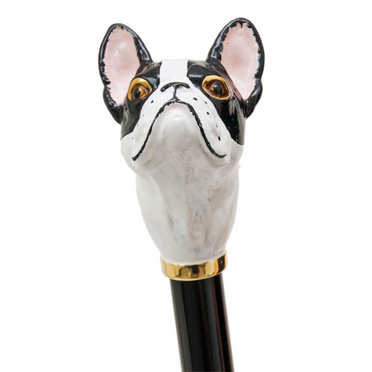 French Bulldog Umbrella with Enameled Brass Handle – Handmade in Italy