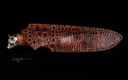 Personalized Handcrafted Knife Brass Bull Maple Burl - Elegant Knives