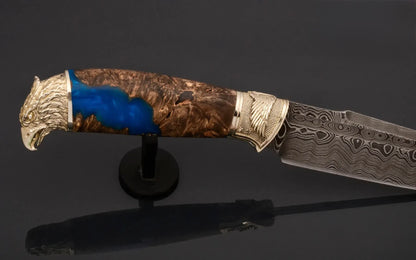 Maple burl epoxy handle handmade knife