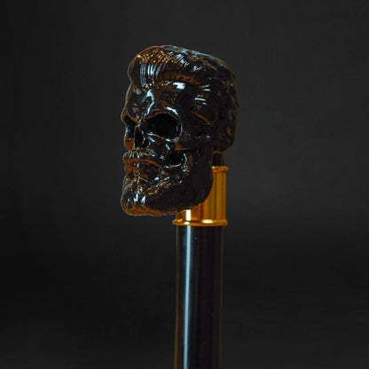Luxury Black Skull Walking Cane – Gold-Plated Elegant Gothic Cane