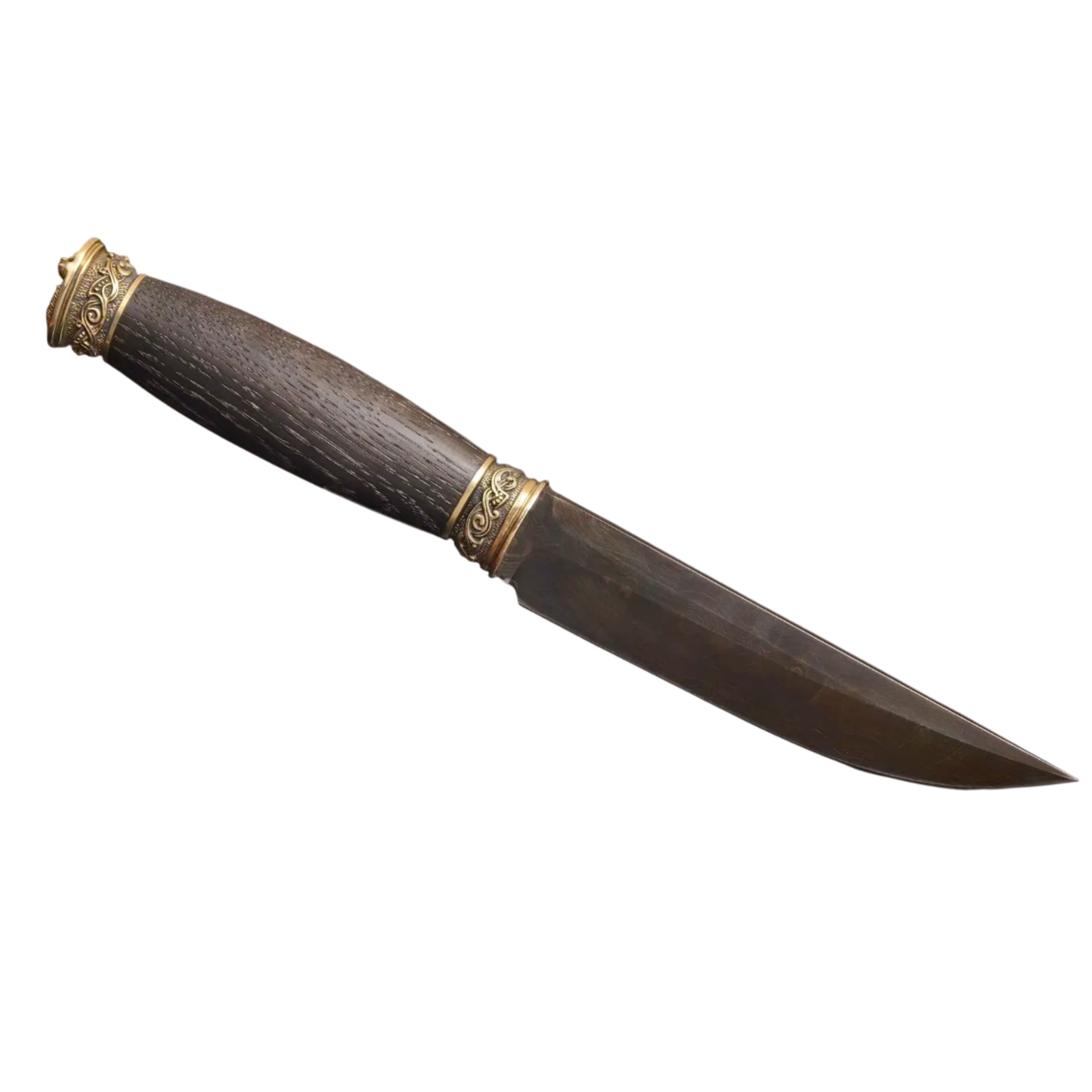 Designer Classic Damascus Steel Knife with Moose Head Casting