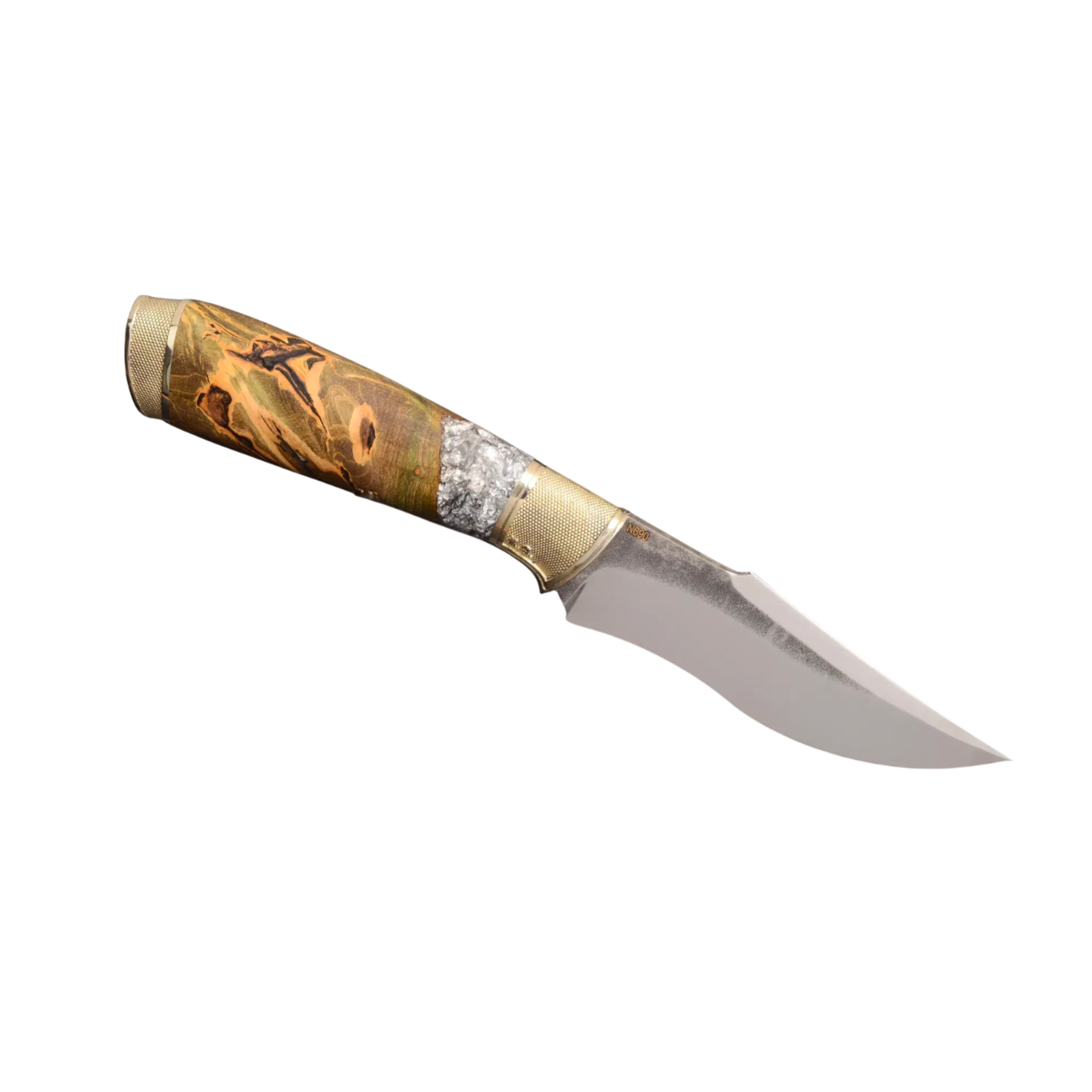 Unique Compact Utility Knife with Hybrid Handle and Leather Sheath