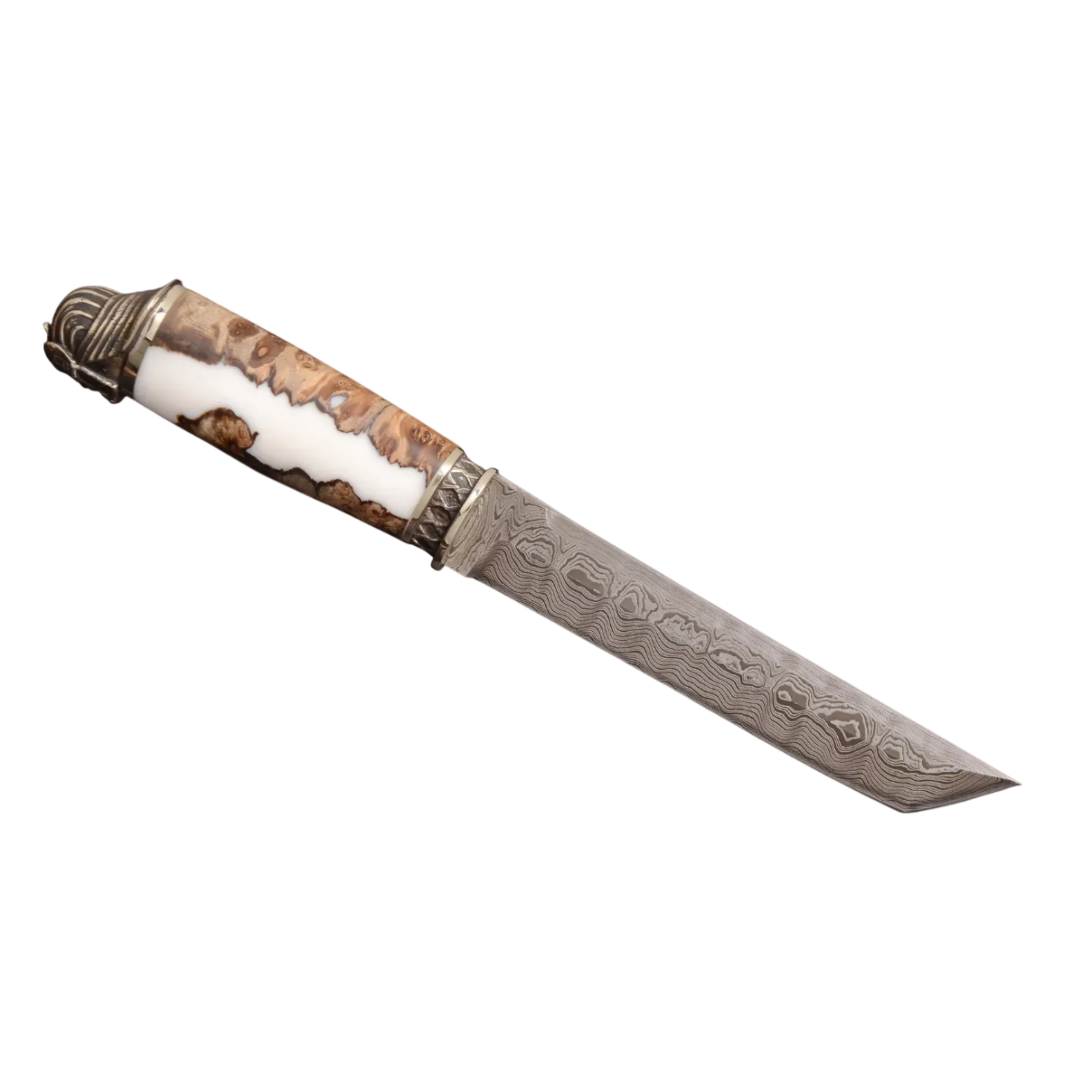 Tanto Samurai – Handcrafted Damascus Steel Knife with Hybrid Handle