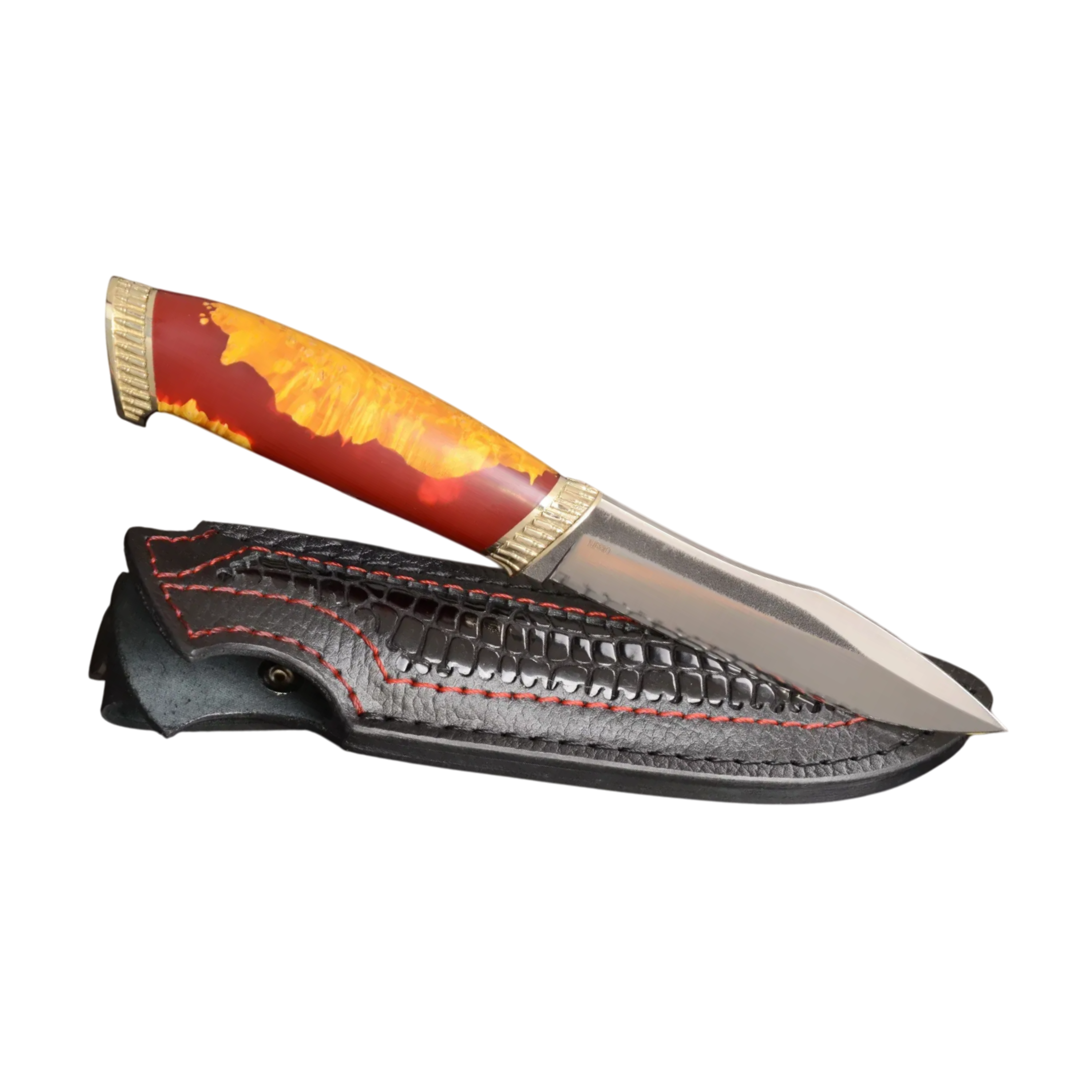 Handcrafted Knife with Hybrid Handle and Unique Cartridge-Style Fittings