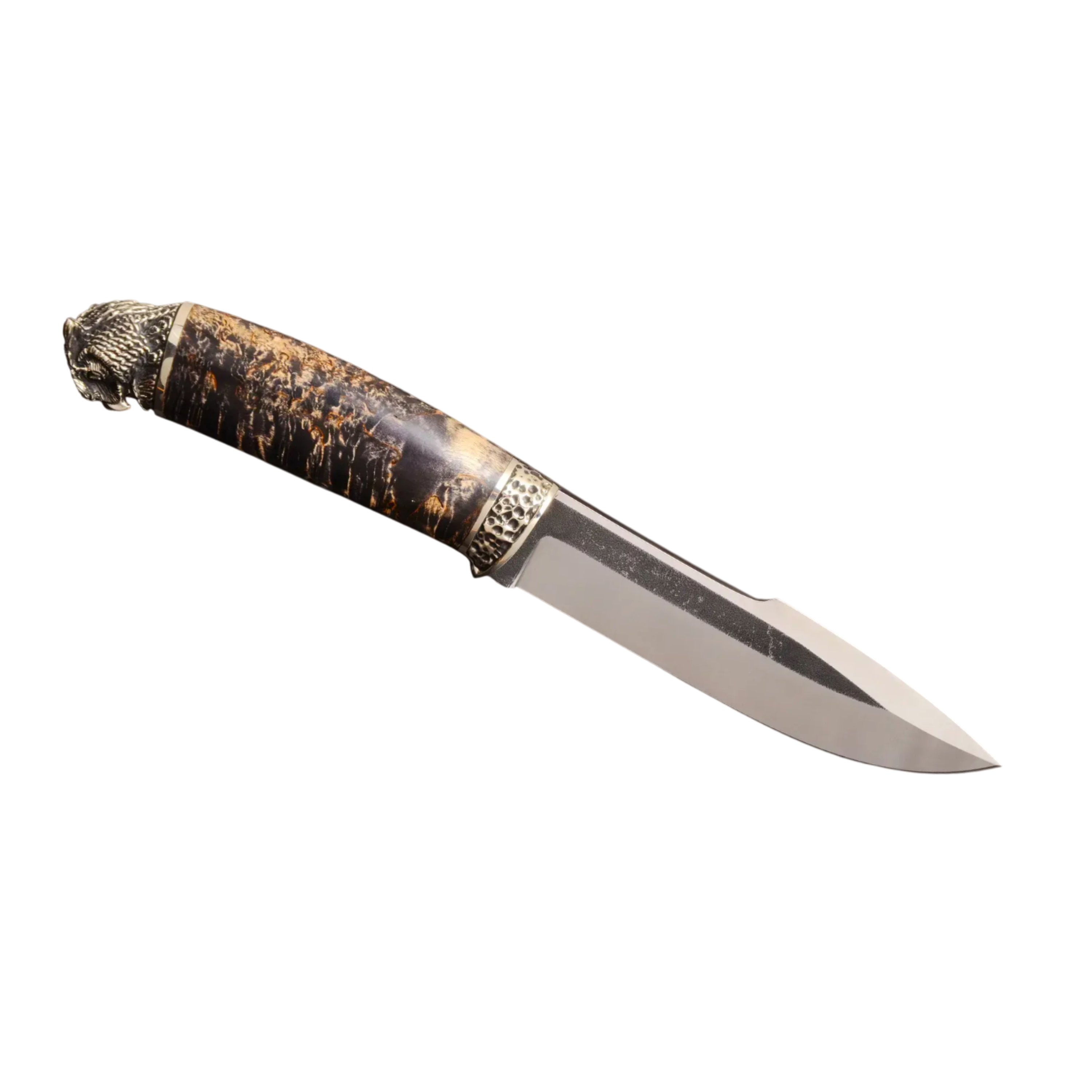 Handmade Knife Owl with Stabilized Ash Handle and N690 Steel Blade
