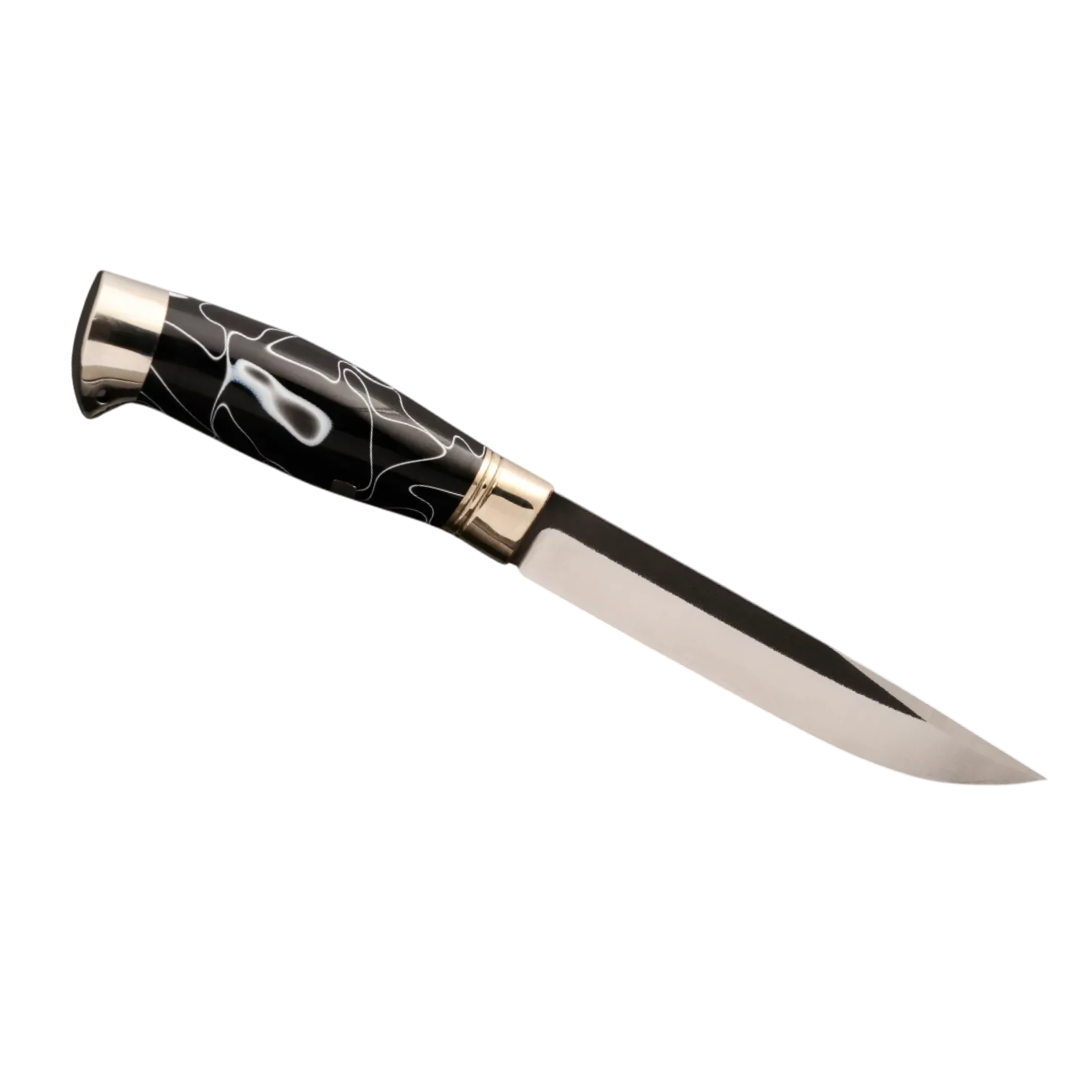 Elegant Steel Knife with Acrylic Handle and Leather Sheath