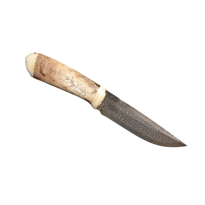 Exclusive Mosaic Damascus Knife with Mammoth Tooth Handle