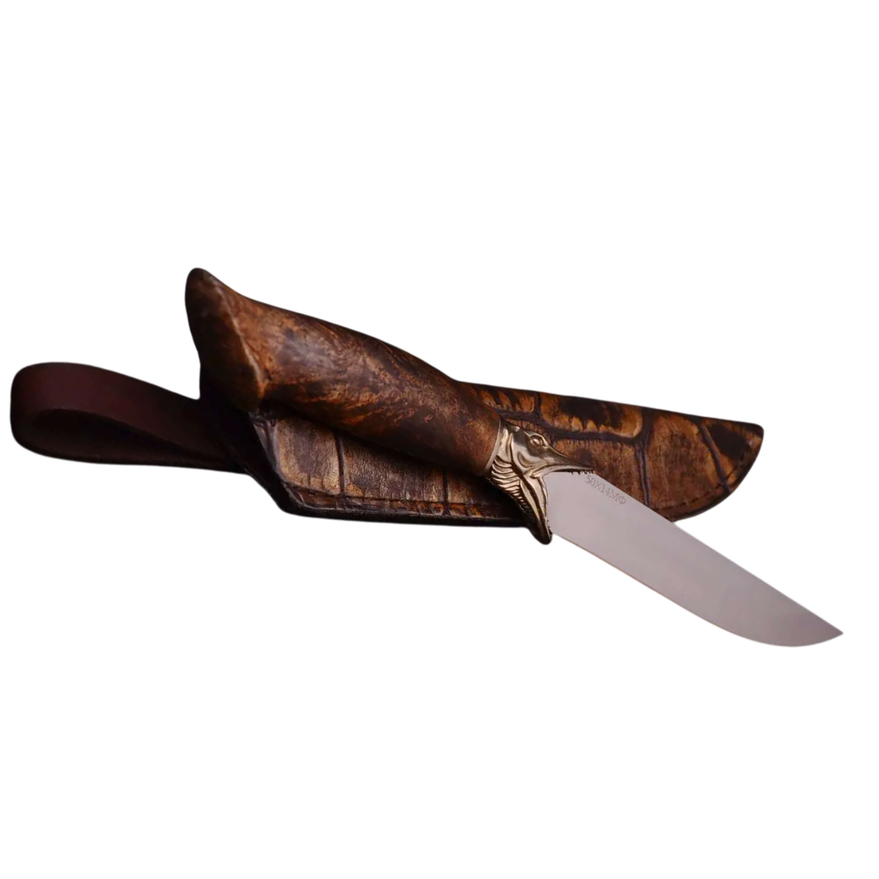 Handmade Survival Hunting and Fishing Knife with Leather Sheath