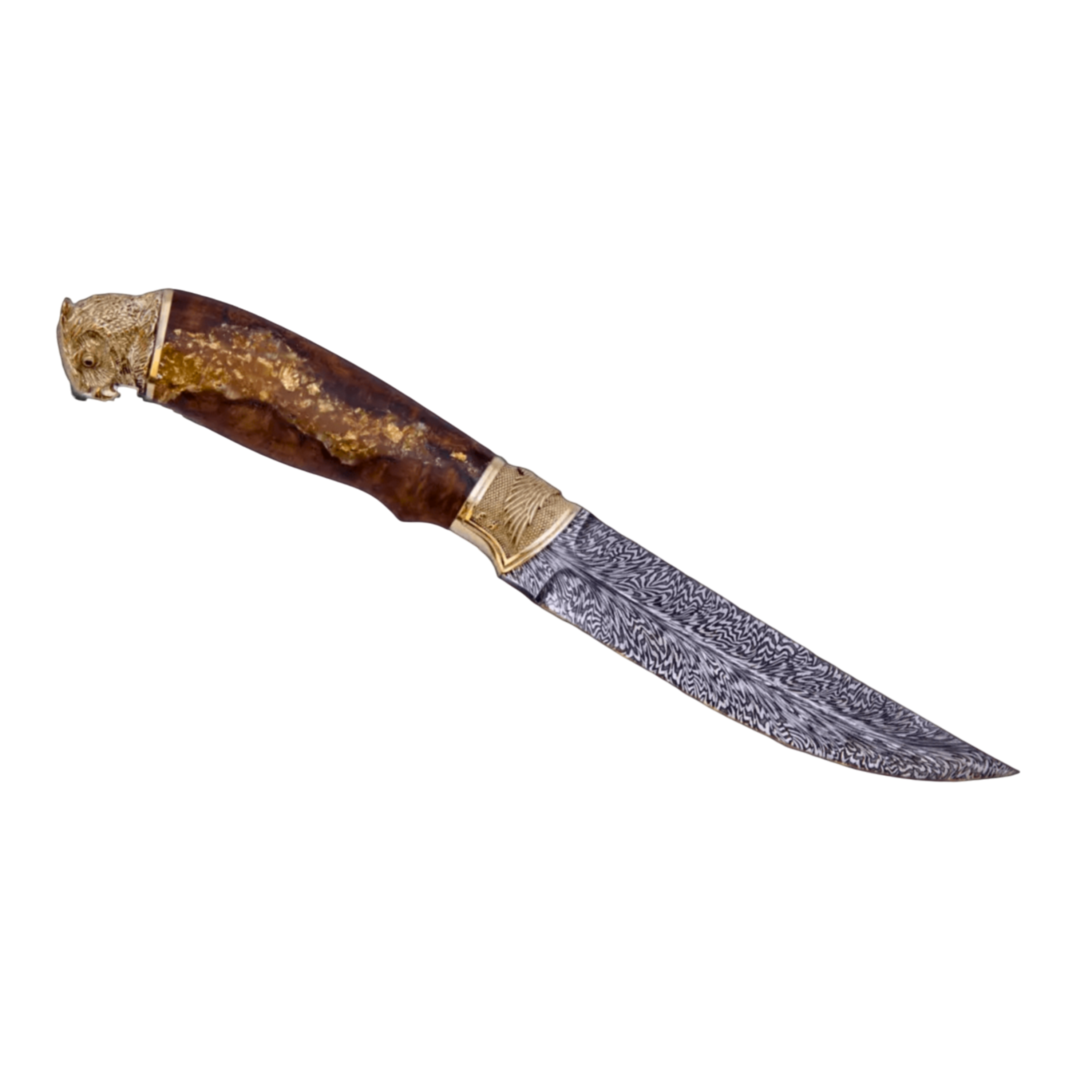 Owl Brown Designer Exclusive Handle Hunting and Fishing Knife with Sheath