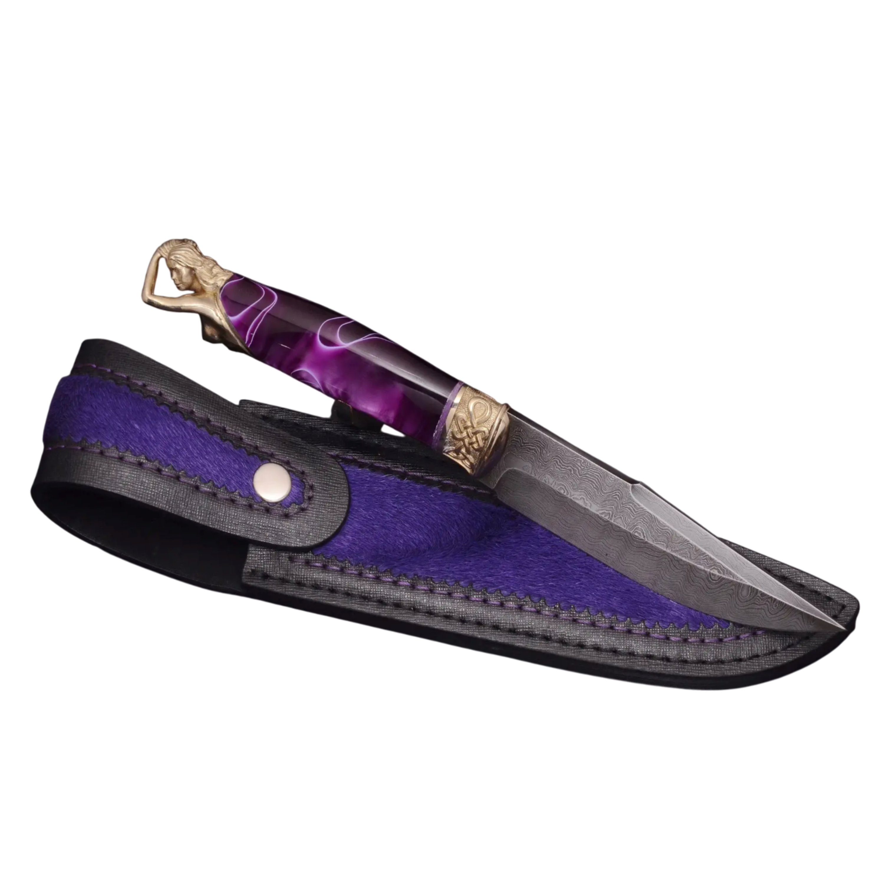 Siren Violet Handle Hunting Fishing and Survival Knife with Sheath