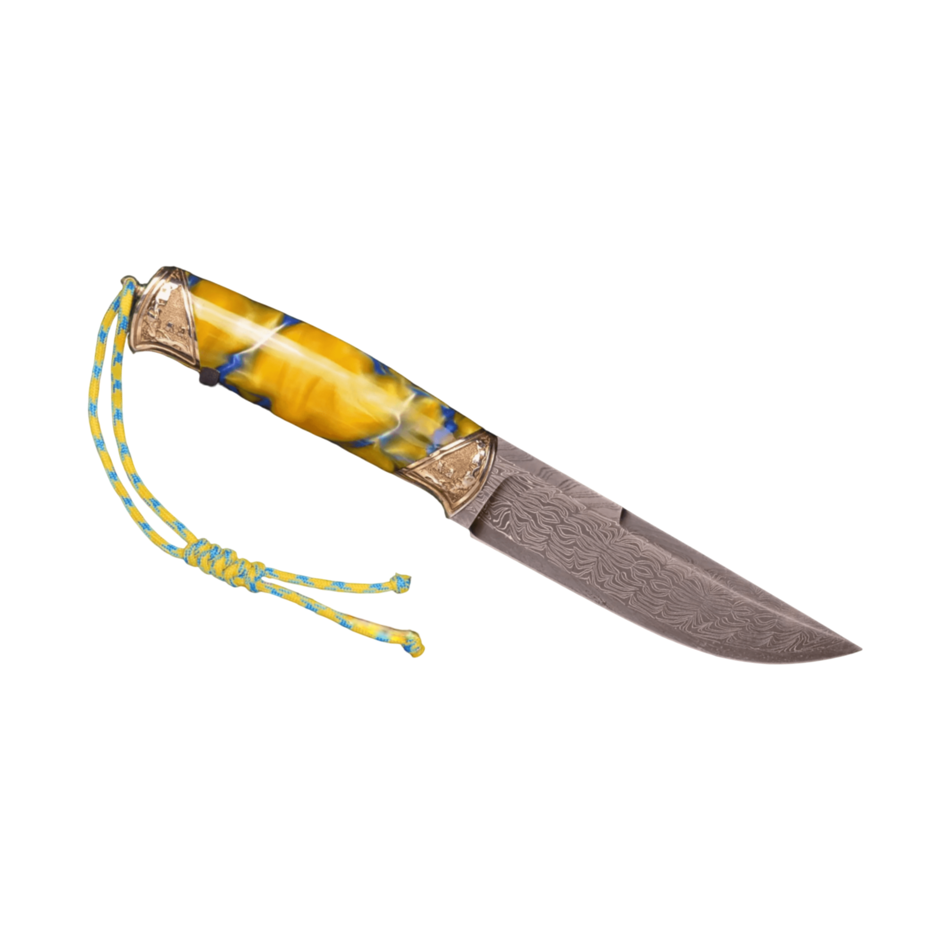 Yellow Acrilic Handle Unique Design Hunting and Fishing Knife