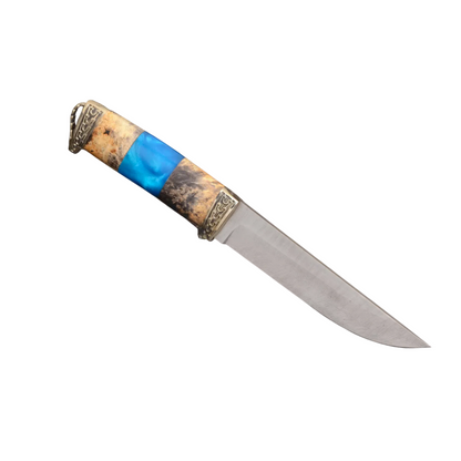 Handmade Damascus Knife – Designer Handle with Chain Casting - Elegant Knives