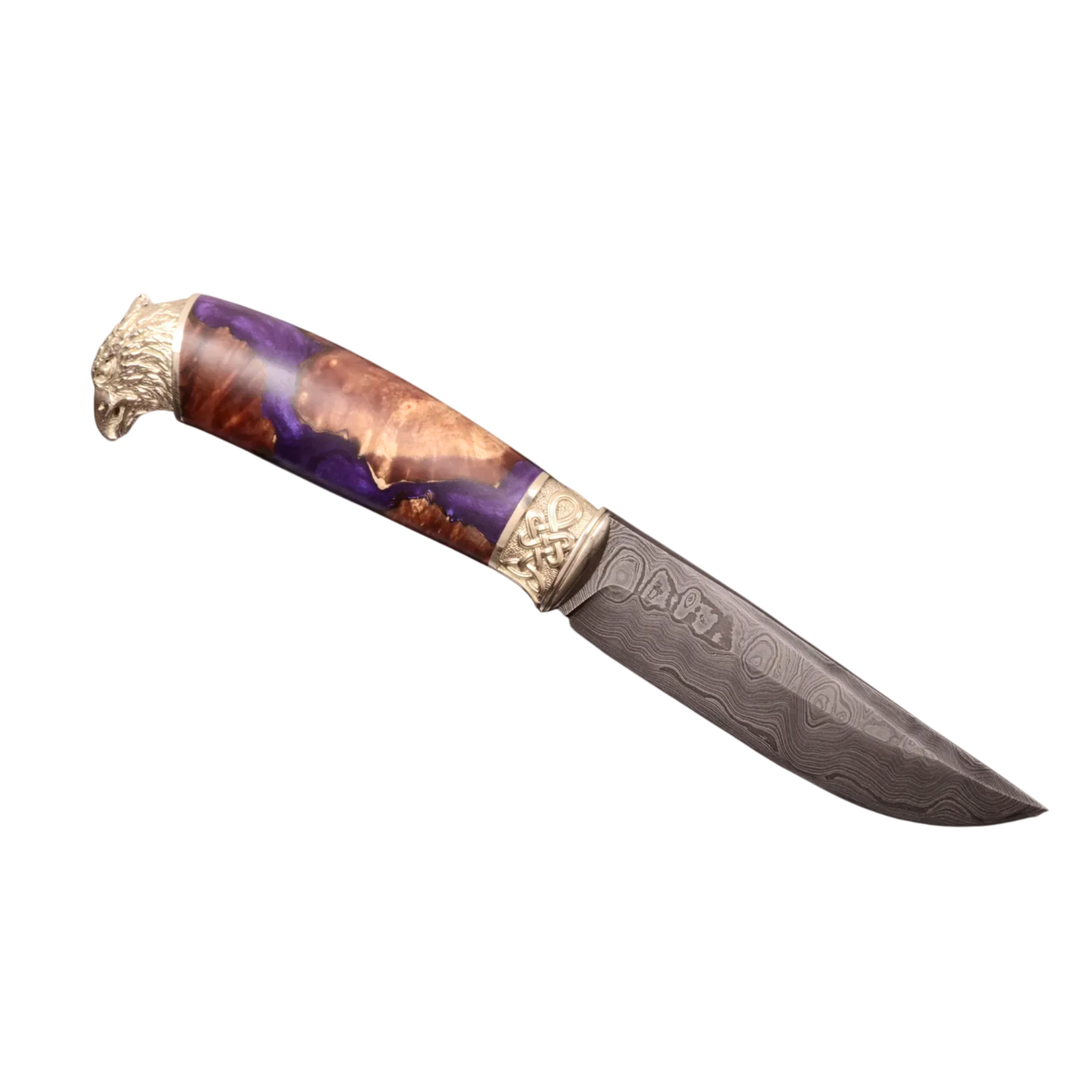 Handmade Damascus Steel Knife with Artistic Casting and Hybrid Handle