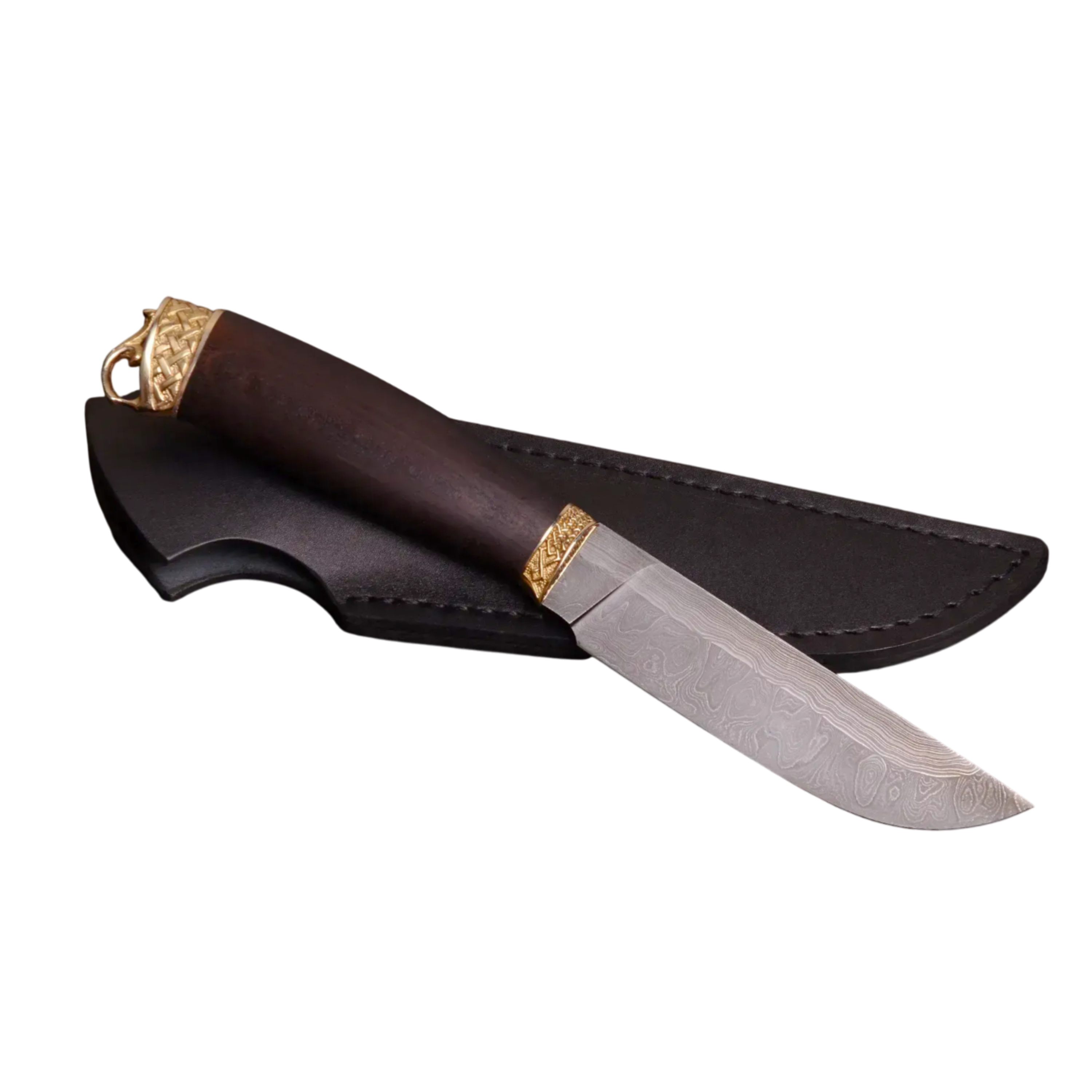 Classic Style Handmade Damascus Steel Knife with Oak Handle