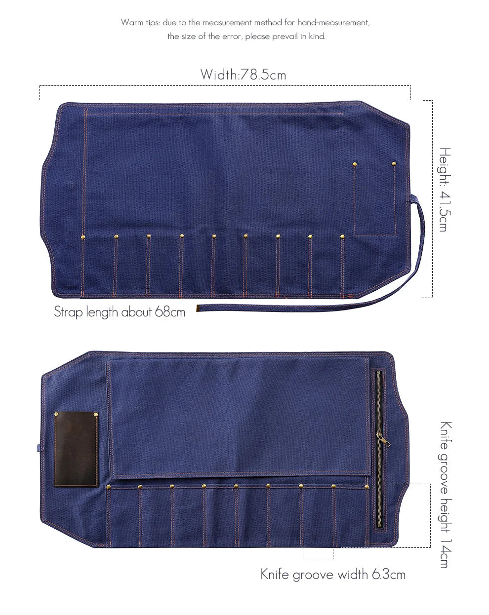 Durable Canvas Knife Roll Bag – 8 Slots
