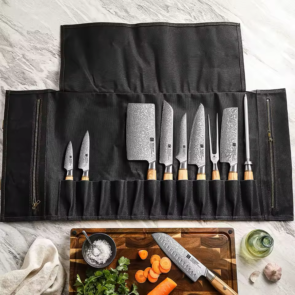 Waxed Canvas Chef Knife Roll Bag