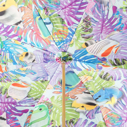 Blue Nemo Enameled Brass Handle Double Cloth Umbrella