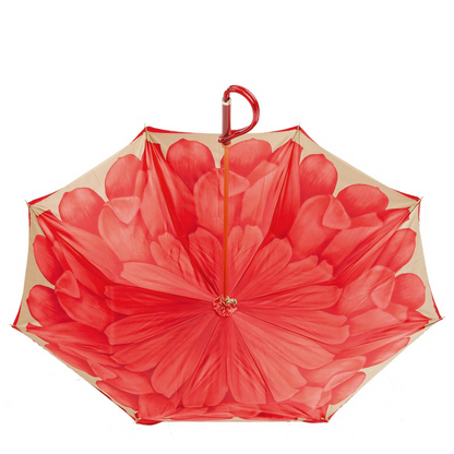 Luxury Red Dahlia Double Cloth Umbrella – Handmade in Italy