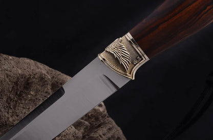Textured ironwood handle handmade knife