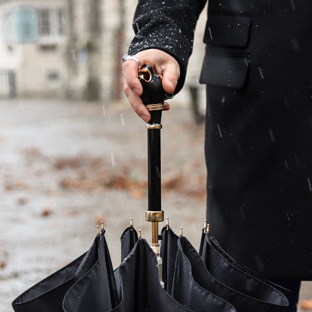 Black Panther Men’s Umbrella with Enameled Brass Handle