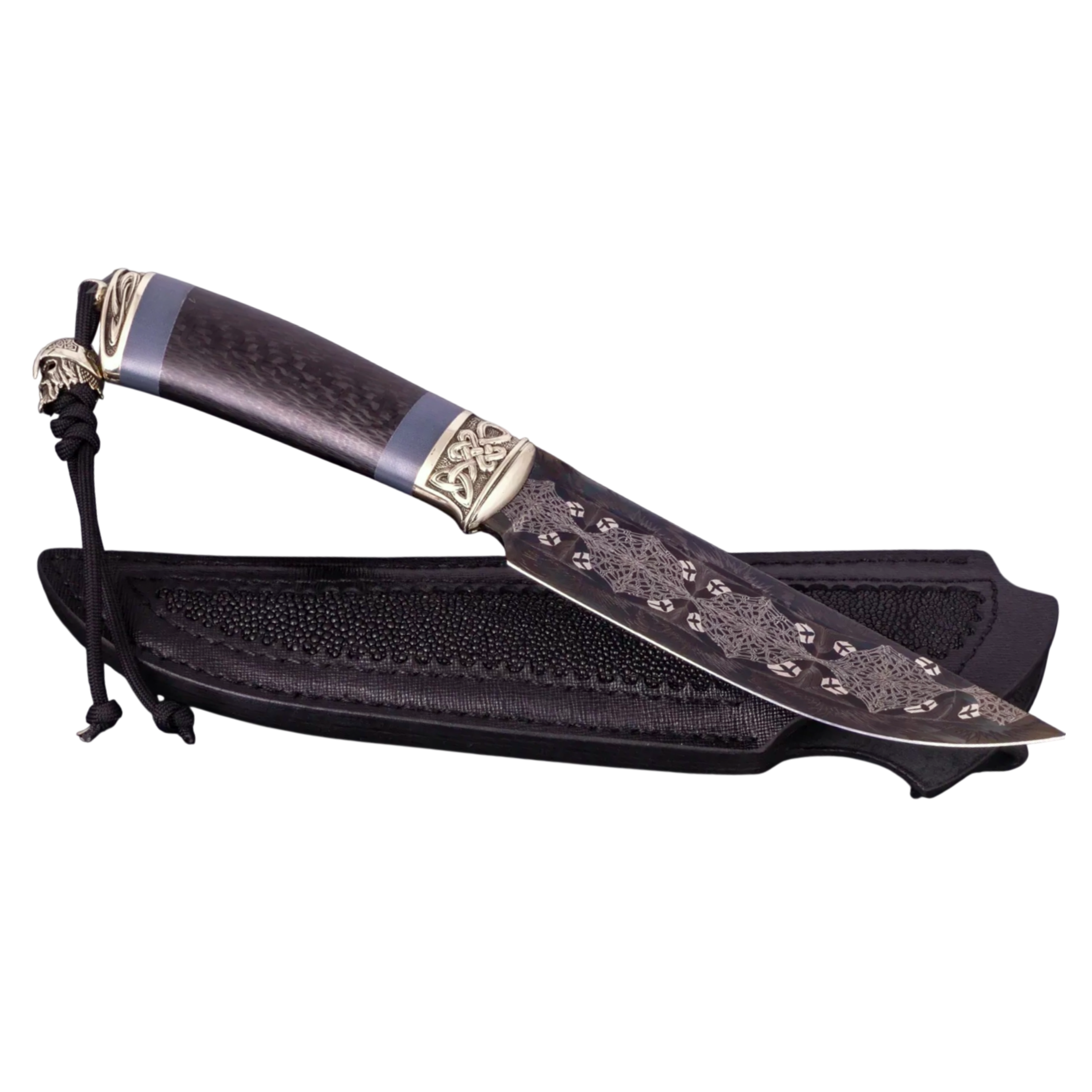 author custom mosaic damascus knife