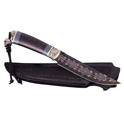 author custom mosaic damascus knife