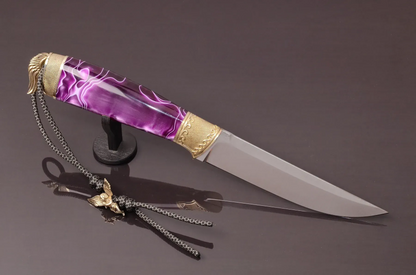 Luxury Handmade Knife Aries with Acrylic Handle and N690 Steel - Elegant Knives