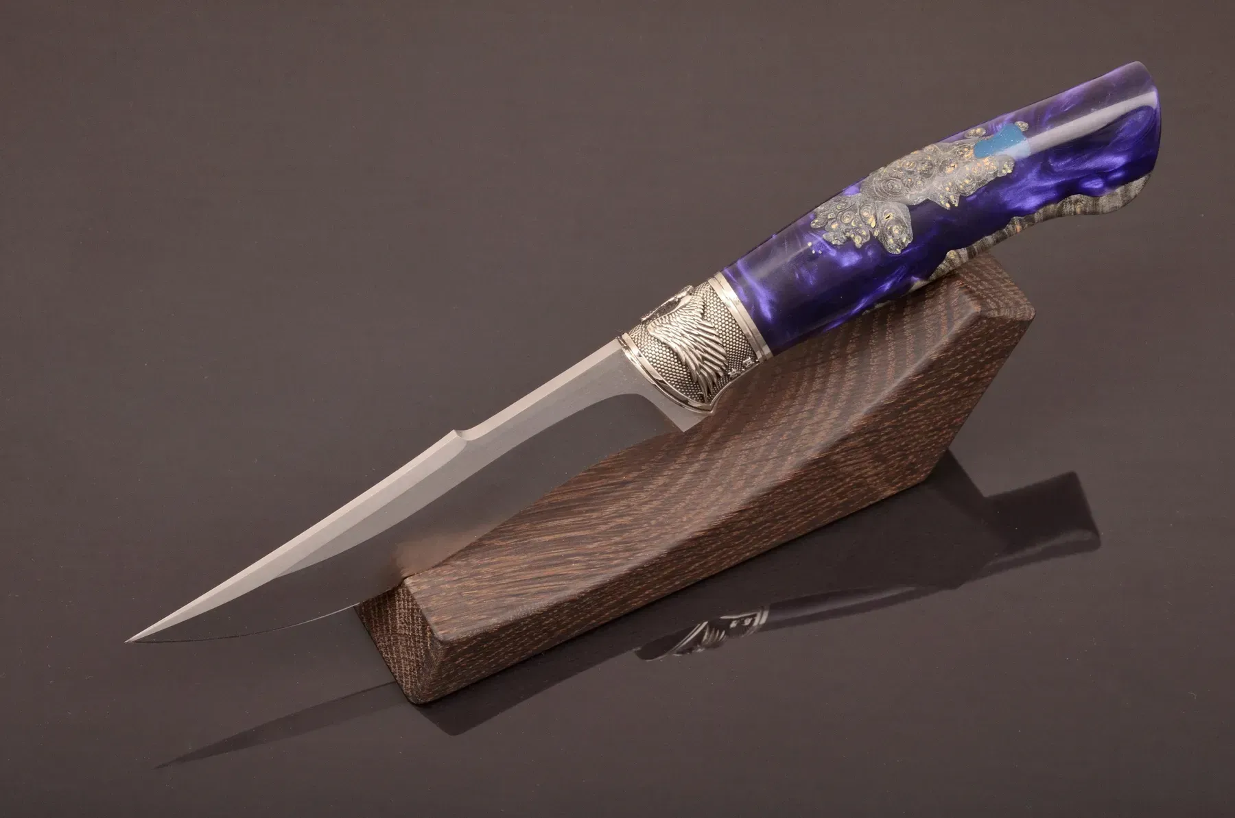 Handmade N690 Steel Knife with Hybrid Handle and Leather Sheath - Elegant Knives