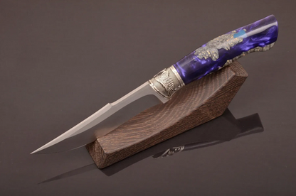 Handmade N690 Steel Knife with Hybrid Handle and Leather Sheath - Elegant Knives