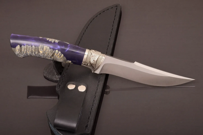 Handmade N690 Steel Knife with Hybrid Handle and Leather Sheath - Elegant Knives