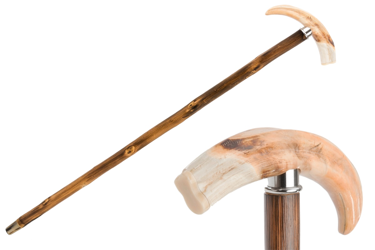 Handmade Congo Shaft and Horn End Luxury Warthog Tusk Walking Cane